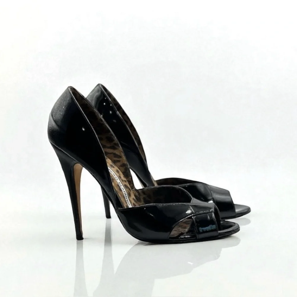 Manolo Blahnik Stiletto Heels Black Patent Leather - Picture 13 of 17